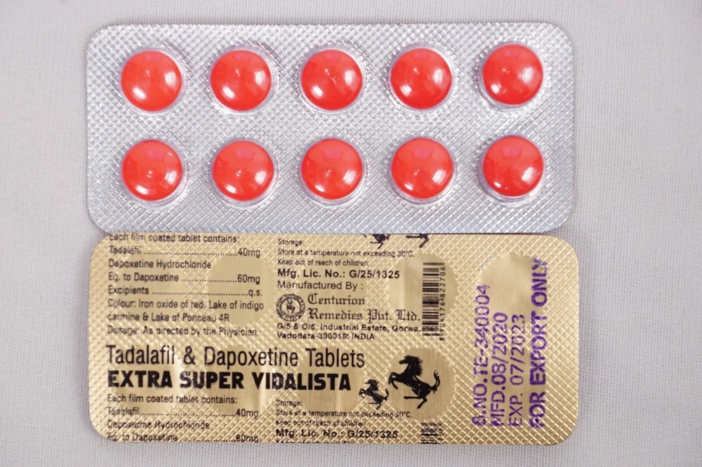 Extra Super Vidalista Tablet — Tadalafil + Dapoxetine 40 mg + 60 mg