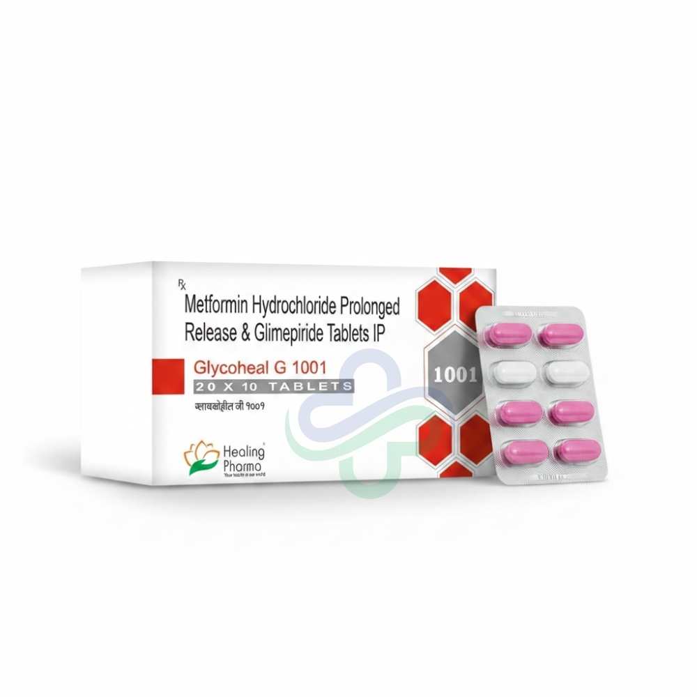 Glimepiride 1 Mg Metformin 1000 Mg-Glycoheal G1001 Tablets β Glimepiride + Metformin 1mg + 1000mg view 2