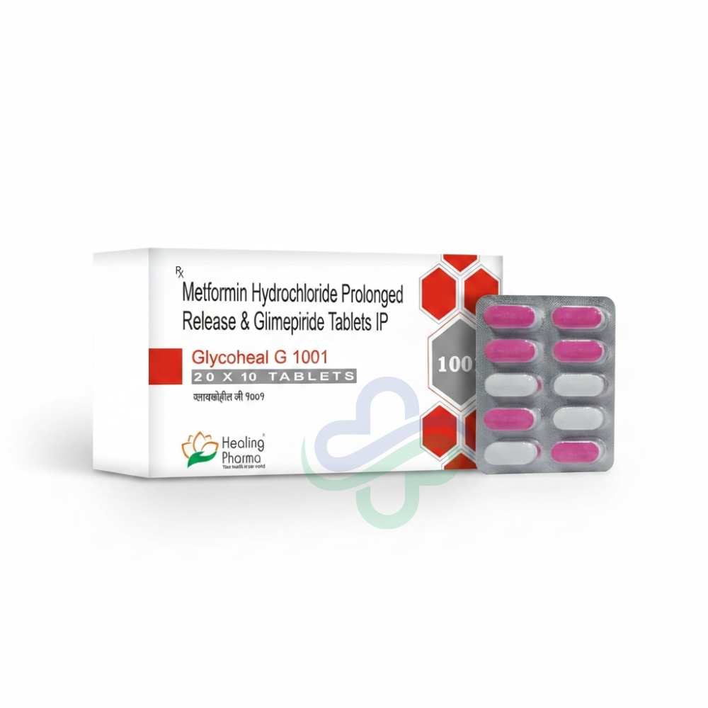 Glimepiride 1 Mg Metformin 1000 Mg-Glycoheal G1001 Tablets β Glimepiride + Metformin 1mg + 1000mg view 3
