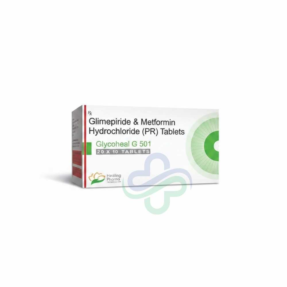 Glimepiride 1mg Metformin 500 Mg Tablets-Glycoheal G 501 β Glimepiride + Metformin 1mg + 500mg view 2