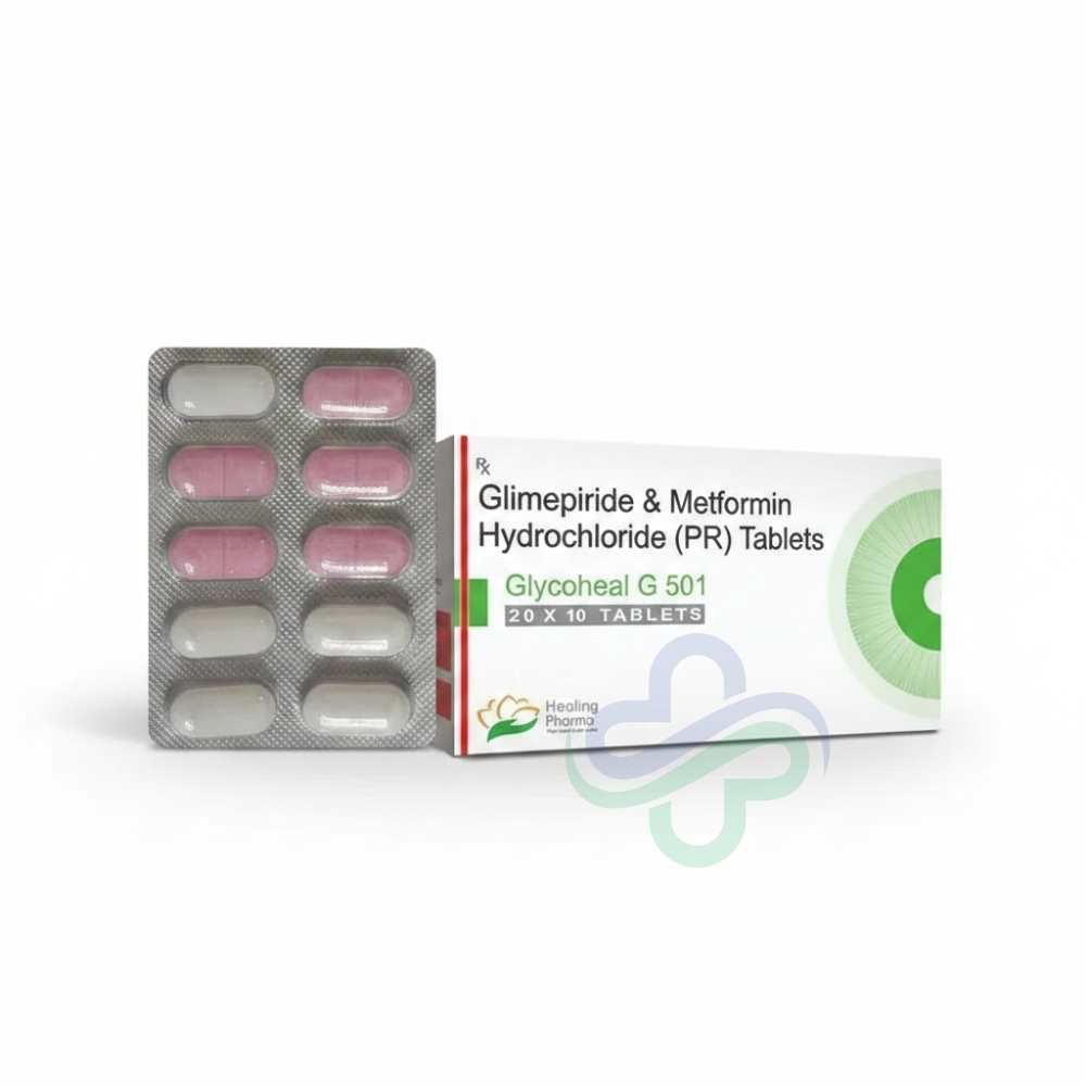 Glimepiride 1mg Metformin 500 Mg Tablets-Glycoheal G 501 β Glimepiride + Metformin 1mg + 500mg view 3