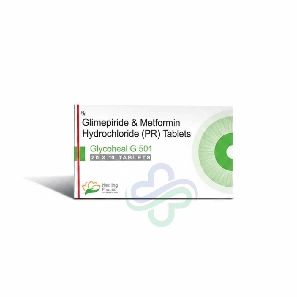 Glimepiride 1mg Metformin 500 Mg Tablets-Glycoheal G 501 β Glimepiride + Metformin 1mg + 500mg