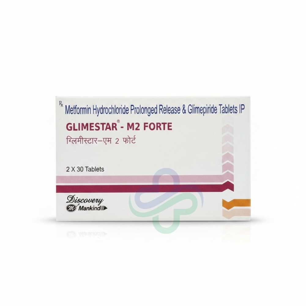 Glimestar M2 Forte Tablets — Glimepiride + Metformin SR 2mg + 500mg SR view 1