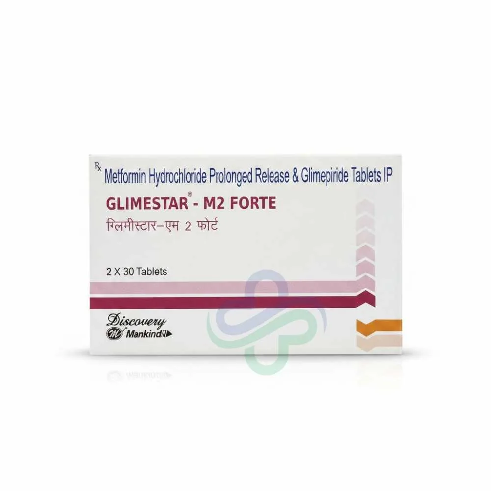 Glimestar M2 Forte Tablets — Glimepiride + Metformin SR 2mg + 500mg SR