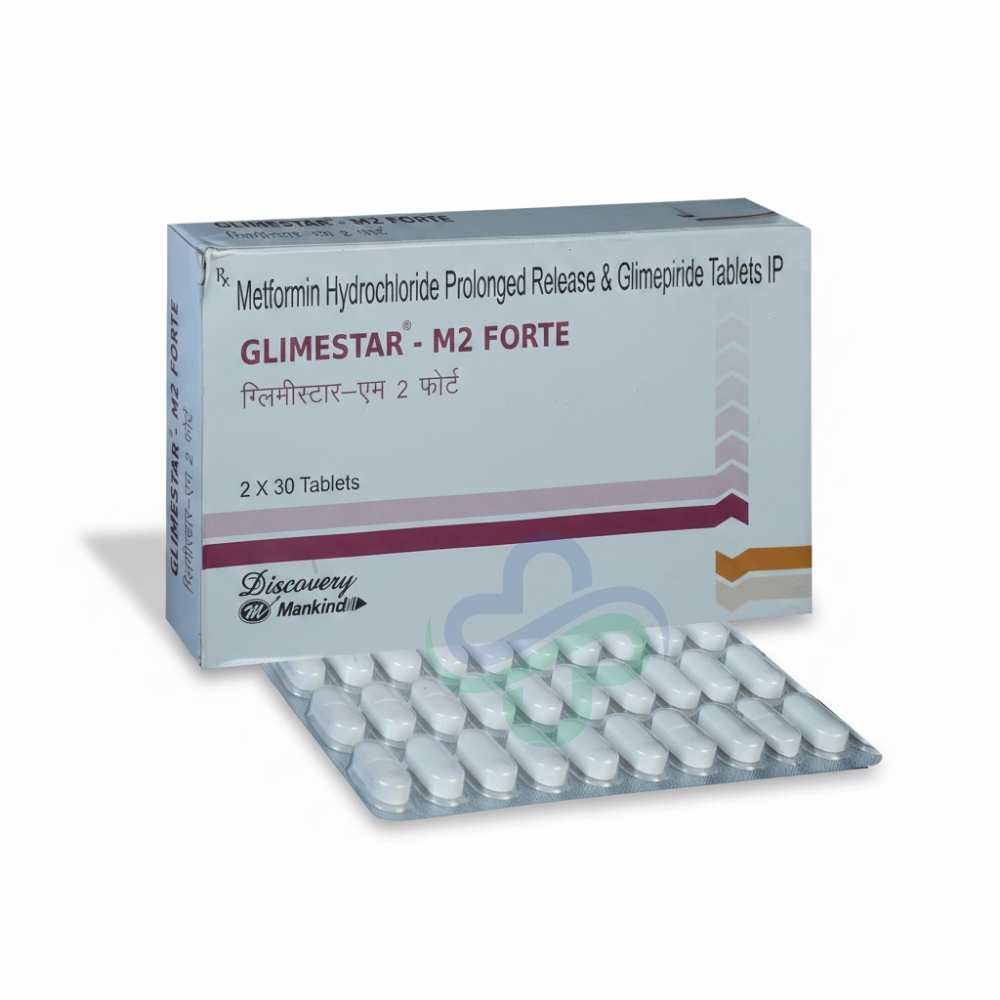 Glimestar M2 Forte Tablets — Glimepiride + Metformin SR 2mg + 500mg SR view 3