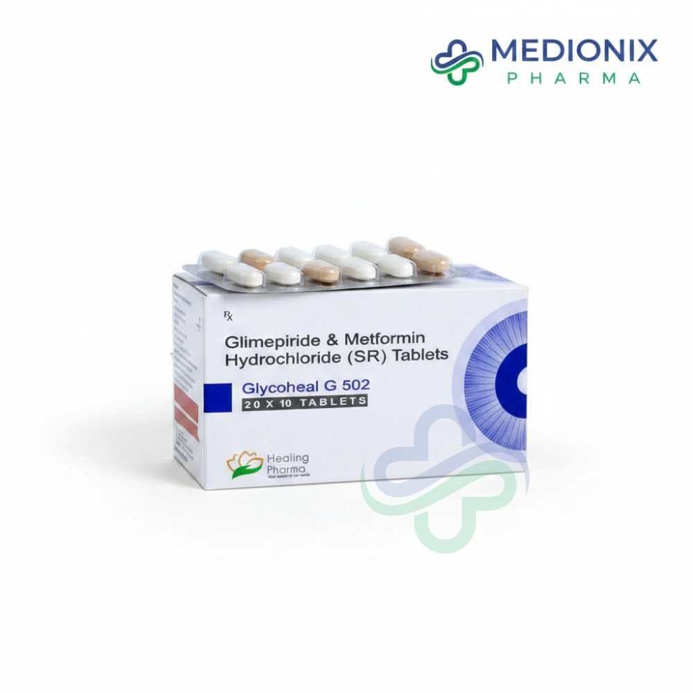 Glycoheal G 502 SR Tablets-Glycoheal G502 Tablets — Glimepiride + Metformin SR 2mg + 500mg SR view 2