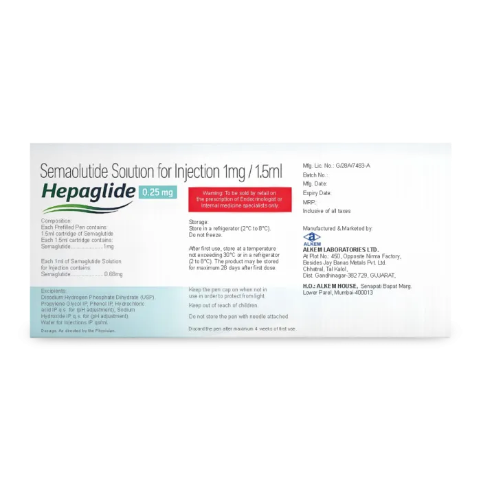Hepaglide 0.25mg Injection — Semaglutide 0.25mg view 3