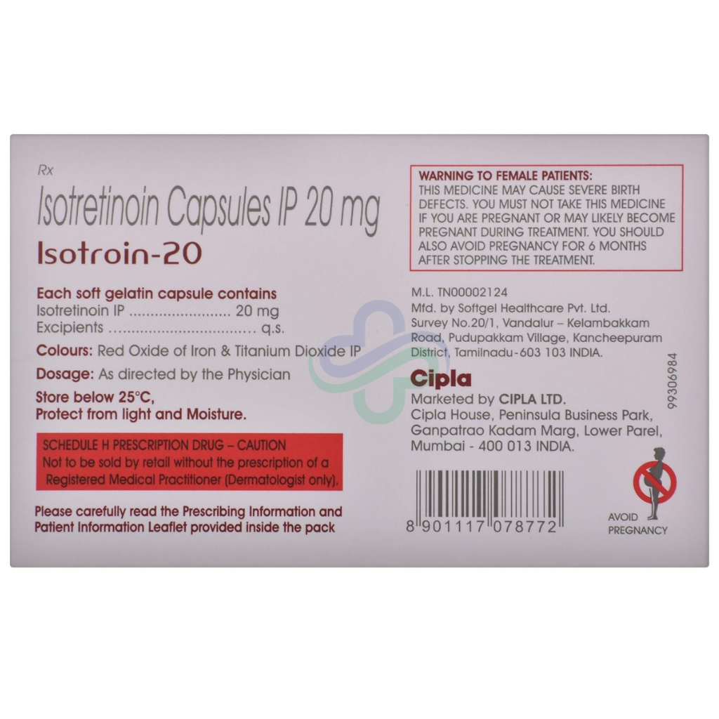 Isotroin Isotretinoin 20mg Capsules — Isotroin 20mg 20mg view 2