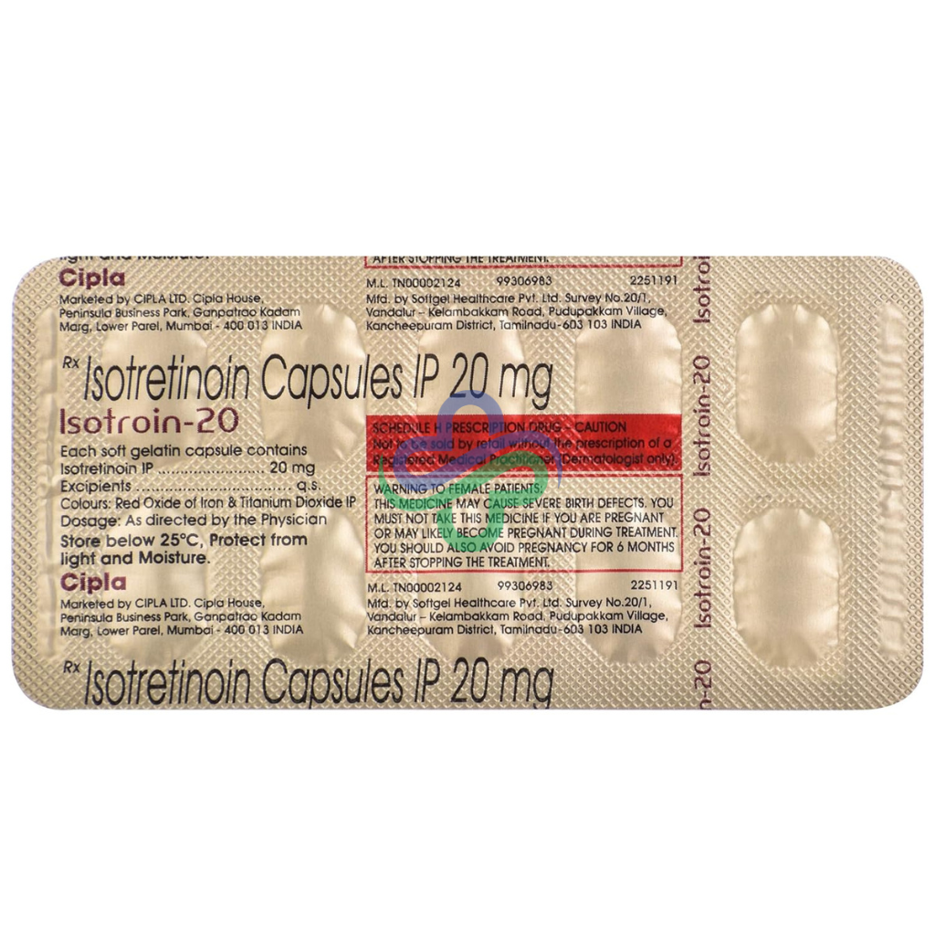 Isotroin Isotretinoin 20mg Capsules — Isotroin 20mg 20mg view 4