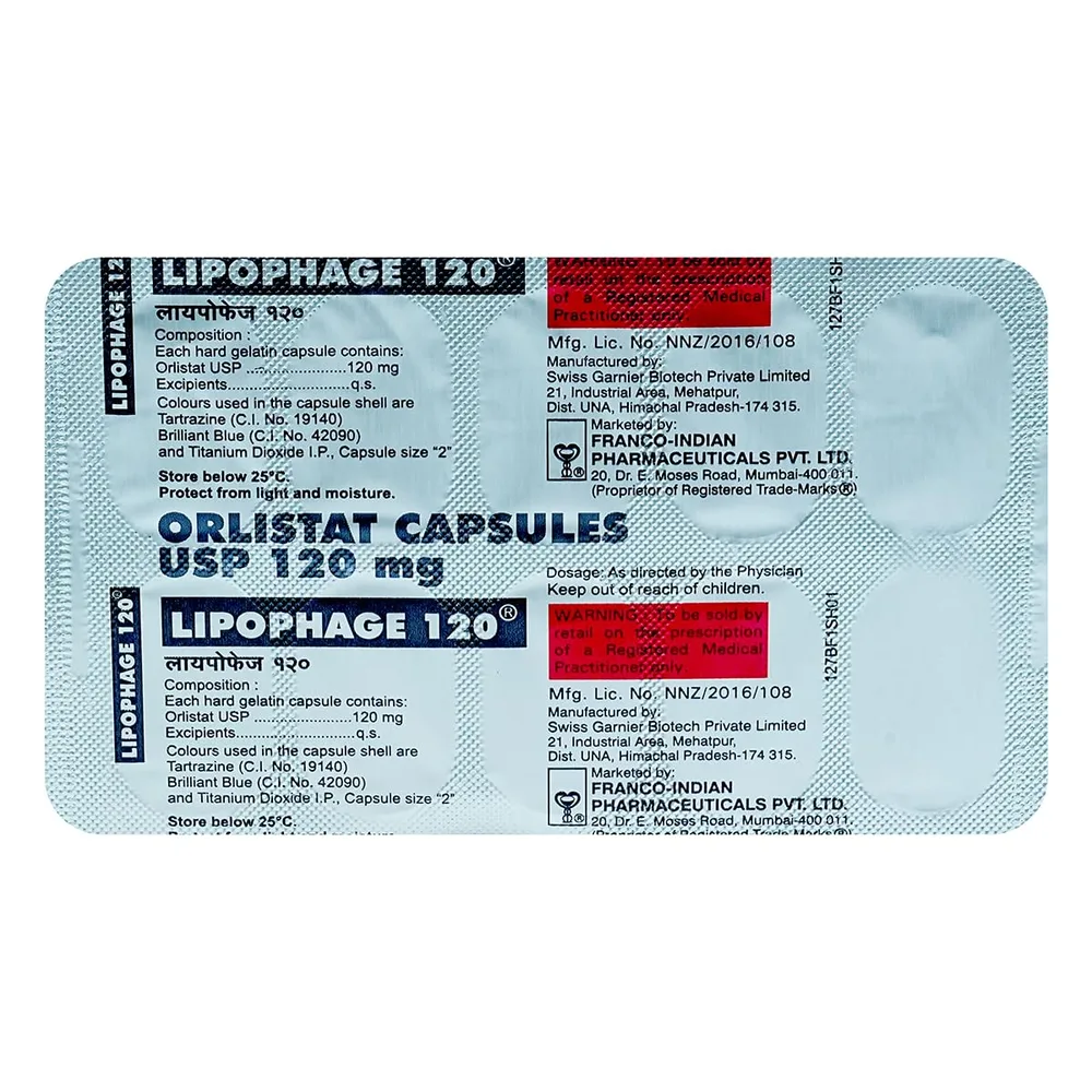 Lipophage 120mg Capsule — Orlistat 120mg view 3