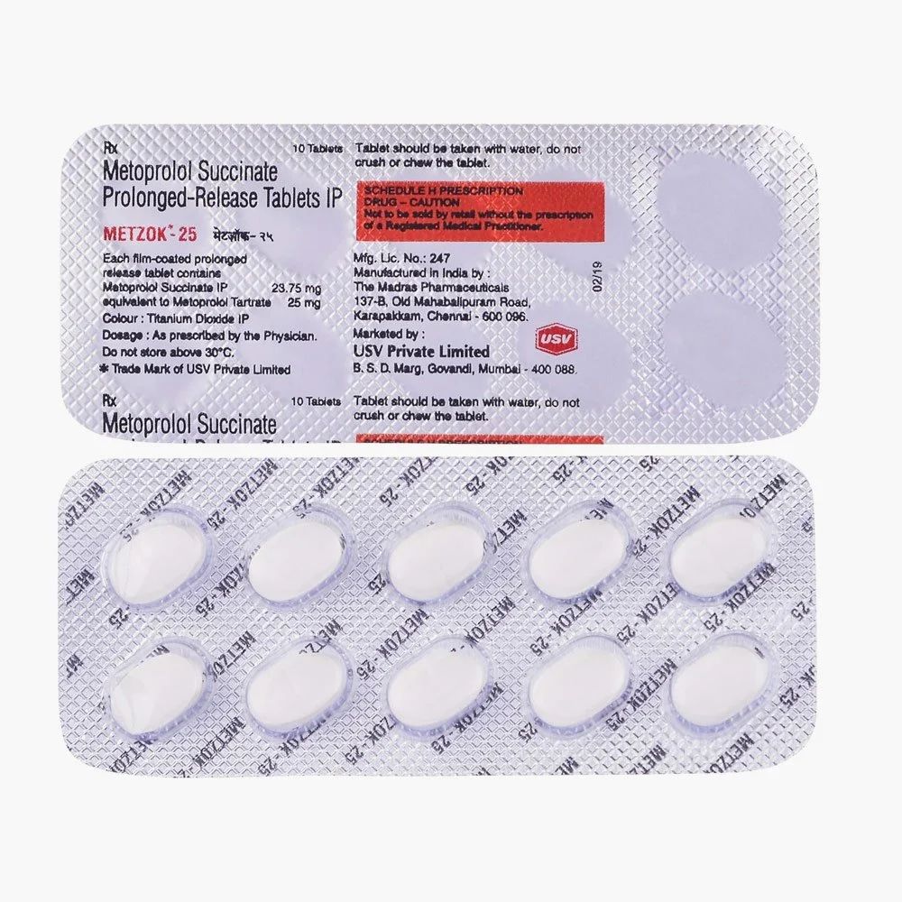 Metzok Metoprolol 25mg Tablets — Metoprolol Succinate 25 mg view 2