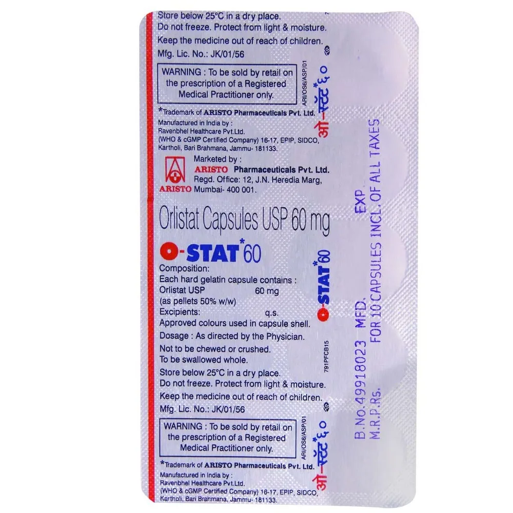 O-Stat 60mg Capsule — Orlistat 60mg view 3
