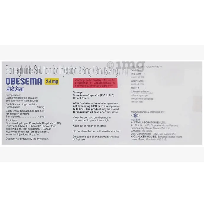 Obesema 2.4mg Injection — Semaglutide 2.4mg view 2