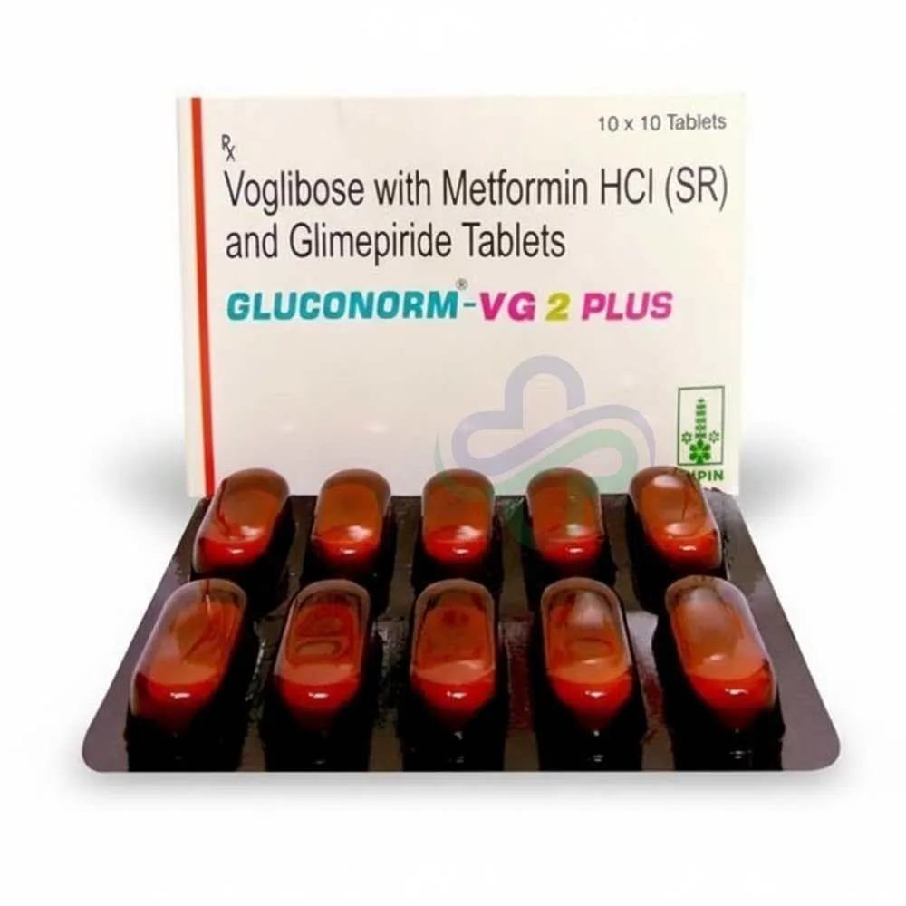 Voglibose Metformin HCL SR Glimepiride-Gluconorm Tablets — Voglibose + Metformin SR + Glimepiride 0.3mg + 500mg SR + 1mg